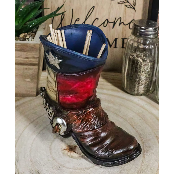 Union Rustic Fancy Cowboy Boot With Spur Toothpick Holder Decorative